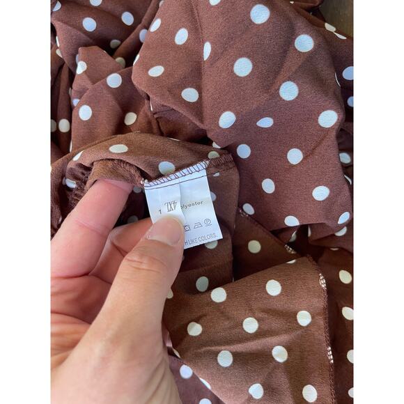 4x womens brown and white polka dot lightweight dress - Picture 3 of 3